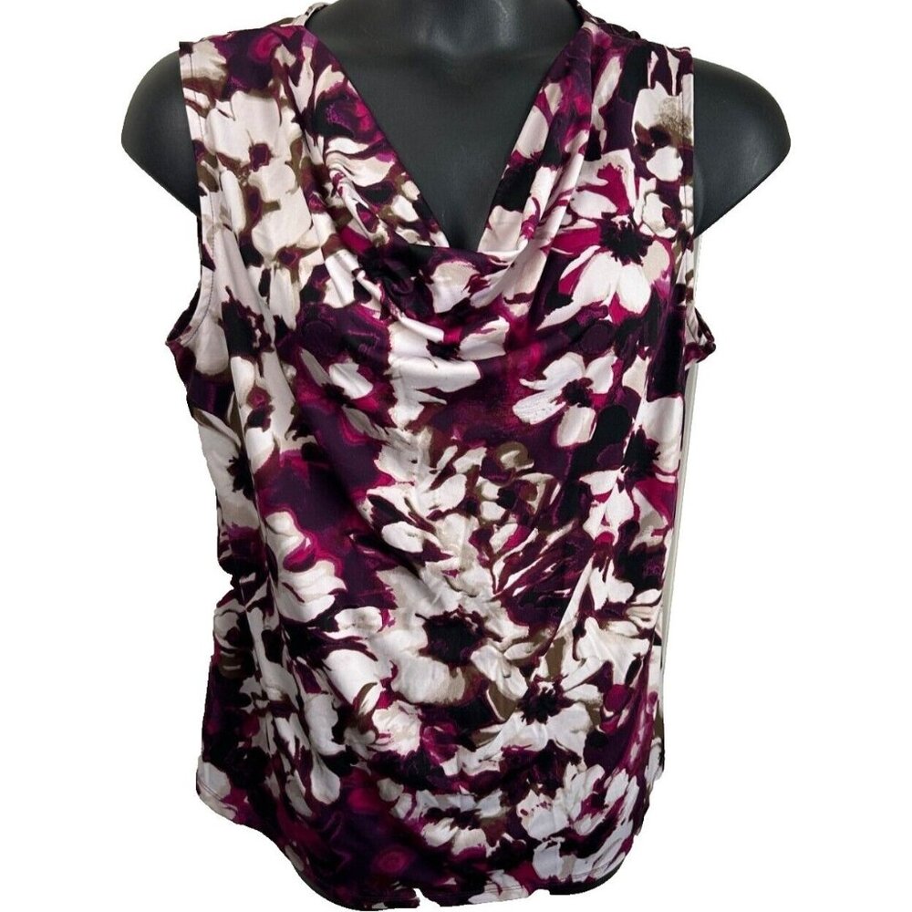 Faded Glory Plus Size Purple Sleeveless Floral Top Size XXL 20